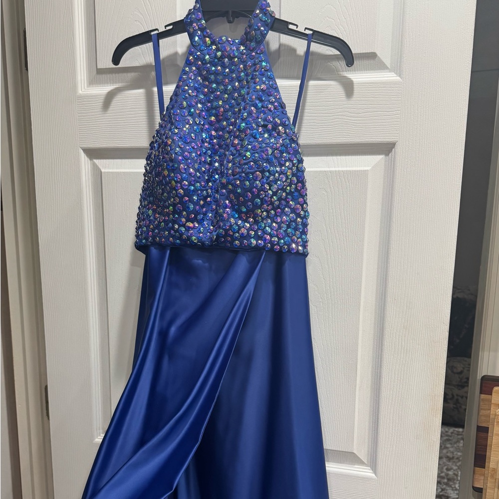 Dazzling Blue Halter Prom Dress